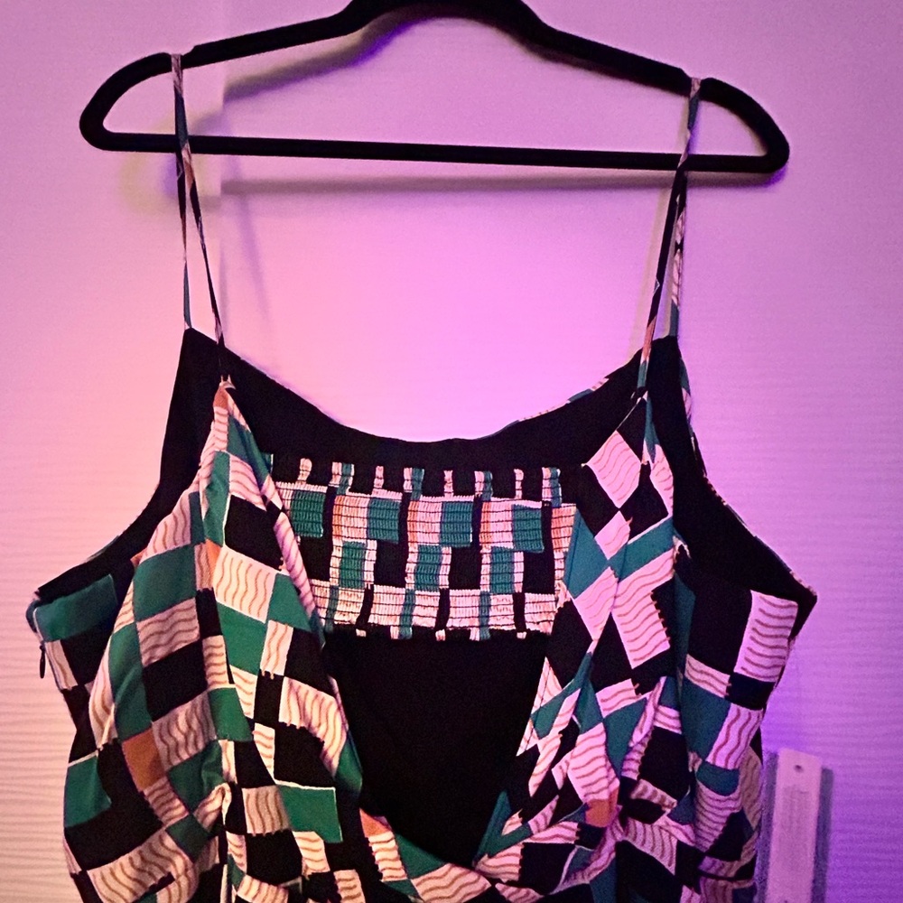 🖤💚Anthropologie Green & Black Assymetrical Slip Dress💚🖤 - Picture 10 of 11